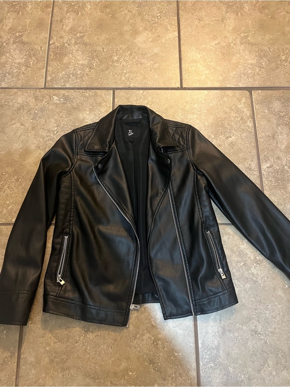 Art Class Black Faux Leather Jacket for Kids